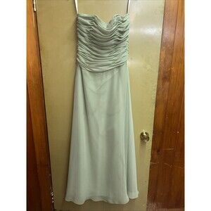 Women’s Forever Yours Strapless Ruched Chiffon Bridesmaid Dress Sz 8, Never Worn